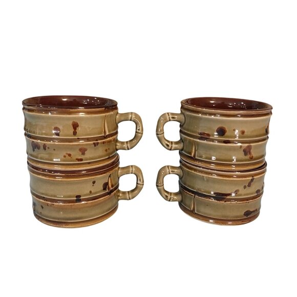 Vintage Fred Roberts Bamboo Design Large Coffee Mugs - Picture 2 of 8